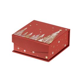 Box Square Cardboard, chocolates, 3 rows, red / white / hot foil gold, magnetic closure 10,8x10,8x3,3cm, PC180P