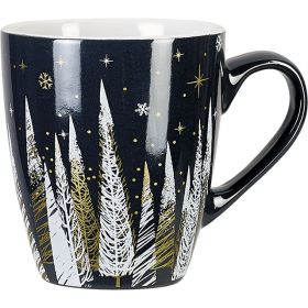 Mug Ceramic, Happy Holidays, gray D7,5/10,5x8,5cm, CC26BFG