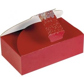 Box cardboard rectangular automatic background decor "Bonnes Fêtes"/red bow, 32x18x10 cm, CV500P