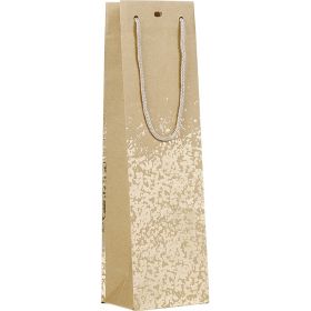 Bag Paper kraft 1 bottle hot gliding gold gold cord handles eyelet, 11x9x39 cm, SB126-1B