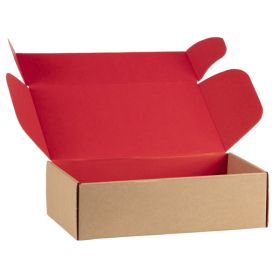 Правоъгълна картонена кутия, крафт и червено, 33x18.5x9.5 см, CV505PR