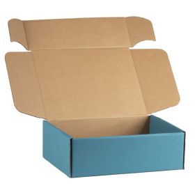 Правоъгълна картонена кутия, крафт и синьо,  34,2x25x11,5см, CV506MB