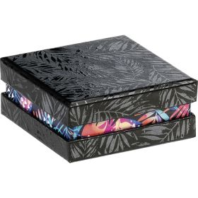 Box cardboard square chocolate black/UV printing/tropical, 7.5x7.5x3.5 cm, PC210SK
