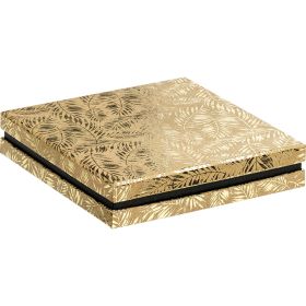 Box cardboard square chocolate 4 rows kraft/gold hot foil stamping/black, 15.5x15.5x3.3 cm, PC230M