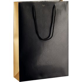 Хартиена торбичка черна/медна/UV печат за 3 бутилки, 27x9x39 см, SB197-3B
