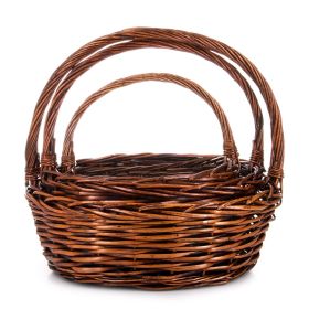 Овална плетена кошница, кафява, 35x30x13 см, SP609G
