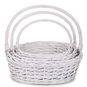 Овална плетена кошница, бяла, 25x20x11 см, SP610P