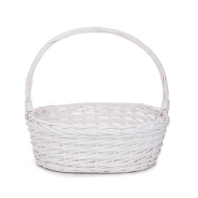 Овална плетена кошница, бяла, 30x26x12 см, SP610M