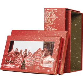 Box cardboard rectangular red/gold hot foil stamping PET window 