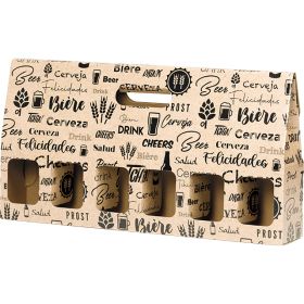Cardboard beer case, for 6 beer jugs, Dimensions in cm: 43.6x7 x22.8; GB021-6ST