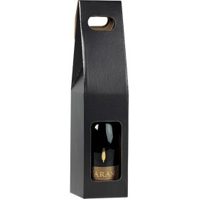 Подаръчна кутуя за 1 бутилка вино, Черно/крафт, 9х9х40 см, GV020-1BK