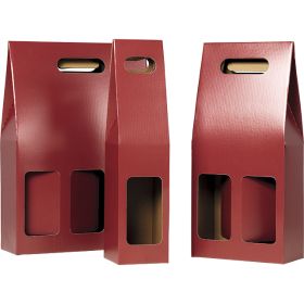 Gift box for 1 bottle of wine, Bordeaux/kraft, 9x9x40 cm, GV023-1BR