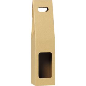 Gift box for 1 bottle of wine, Kraft, 9x9x40 cm, GV029-1BR