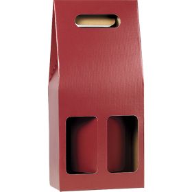 Gift box for 2 bottles of wine, Bordeaux/kraft, 18x9x40 cm, GV024-2BR