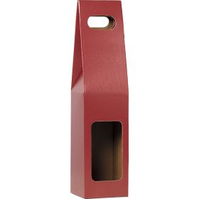 Gift box for 1 bottle of wine, Bordeaux/kraft, 9x9x40 cm, GV023-1BR
