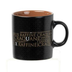 Ceramic mug "SAVOUREUX", black/copper, 8.5xD7.5/10.5 cm, CC39PSV