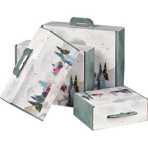 Cardboard rectangular briefcase box "SNOWY COUNTRY", 25x18.5x9.5 cm, CV048S