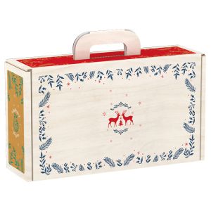 MERRY CHRISTMAS Briefcase Cardboard Box, White/Red/Green/Gold, 33x18.5x9.5cm, CV025P