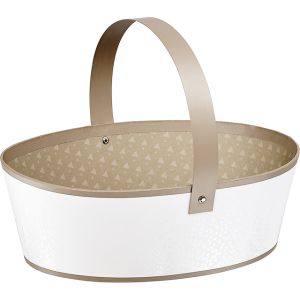 Oval cardboard basket "LIGHTS AND SHADOWS", with retractable handle, 25x19x8 cm, ND152