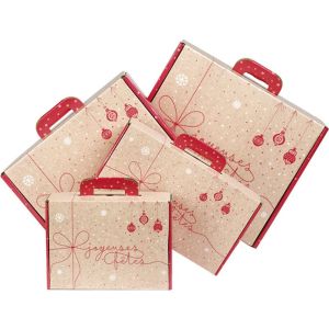 Kартоненo правоъгълно крафт "куфарче" WINTER SURPRISES, червено/бяло  25.0 x 18.5 x 9.5 cm, CV056S 