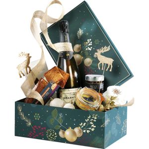 Правоъгълна картонена кутия ENCHANTED NATURE, зелено/златно топъл печат 33.0 x 21.0 x 12.0 cm, BF490M 