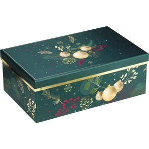 Правоъгълна картонена кутия ENCHANTED NATURE, зелено/златно топъл печат 31.5 x 18.0 x 10.0 cm, BF490P 