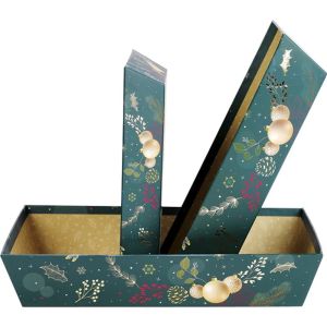 Картонен поднос ENCHANTED NATURE, зелено/златно топъл печат 33.0 x 20.0 x 7.0 cm, BF494M