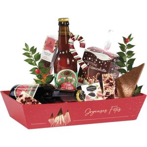 Картонен поднос CHRISTMAS PRESTIGE, червено/златно топъл печат 27.0 x 20.0 x 5.0 cm, BF513P