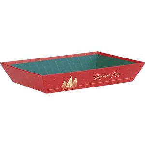 Картонен поднос CHRISTMAS PRESTIGE червено/златно топъл печат 36.0 x 27.0 x 7.0 cm, BF515G  