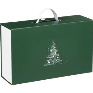 Правоъгълна картонена Кутия WINTER ELEGANCE, зелено/бяло с магнитно затваряне 33.5 x 20.0 x 10.5 cm, CP340P-V