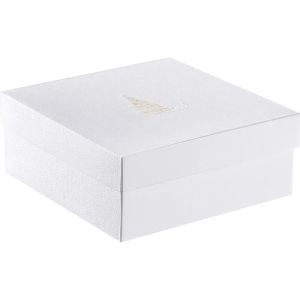 Квадратна картонена кутия GOLDEN SPARKLES, текстура бяло и злато, 22.0 x 22.0 x 9.0 cm, CP331CS-W