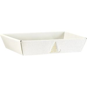 Картонен поднос GOLDEN SPARKLES, текстура бяло/златно 34.0 x 21.0 x 7.3 cm, CP334M-W