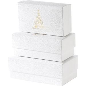 Картонена кутия за шоколадови бонбони GOLDEN SPARKLES, текстура бяло/златно топъл печат 3 разделителя 15.8 x 8.3 x 6.2 cm, PC301PW 