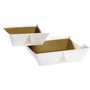 Картонен поднос GOLDEN SPARKLES, текстура бяло/златно 20.0 x 20.0 x 5.0 cm, PC302CS