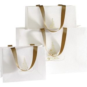Хартиена торбичка GOLDEN SPARKLES, текстура бяло/златно 25.5 x 10.0 x 21.5 cm, SB1031S