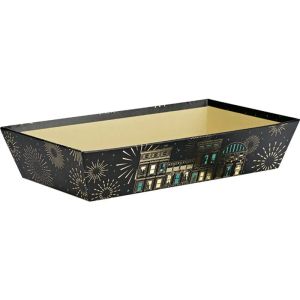 Картонен поднос FESTIVE CITY, черно/зелено/златно топъл печат 33.0 x 20.0 x 7.0 cm, BF534M  