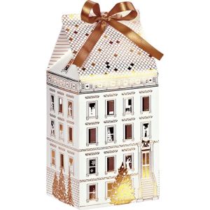 Картонена кутия в форма на къща FESTIVE CITY, бяло/златно 12.0 x 10.0 x 23.5 cm, CP321PBF