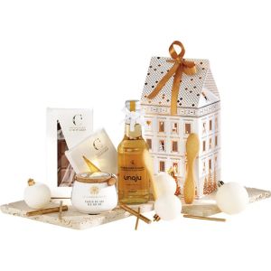 Картонена кутия в форма на къща FESTIVE CITY, бяло/златно 12.0 x 10.0 x 23.5 cm, CP321PBF