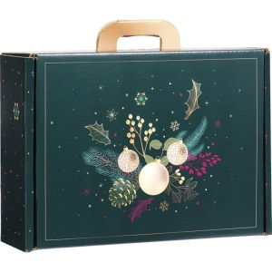 Картонена правоъгълна кутия тип "куфарче" ENCHANTED NATURE, зелено/златно 34.2 x 25.0 x 11.5 cm, CV053M