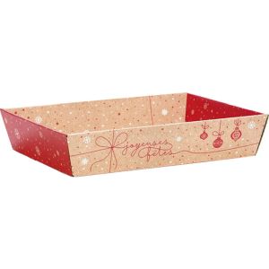 Правоъгълен картонен поднос "WINTER SURPRISES", червено/бяло, 37.0 x 28.0 x 7.3 cm, CV536G-SH