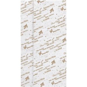 Wrapping paper with Christmas motifs in white and gold, 50x75 cm., ACC22BFW