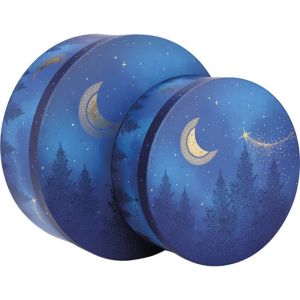 Кутия от картон кръгла "STARRY NIGHT" синьо/златно щамповане с горещо фолио