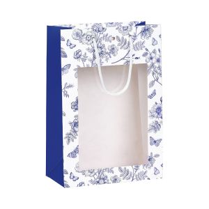 Хартиена торбичка „CLASSIC TOILE DE JOUY“ бяло/синьо със прозорец, 20.0 x 10.0 x 29.0 cm, SB1181S
