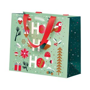 Хартиена торбичка „WINTER GARDEN“, зелено/бяло/червено/розово/медно 25.5 x 10.0 x 21.5 cm, SB1271S